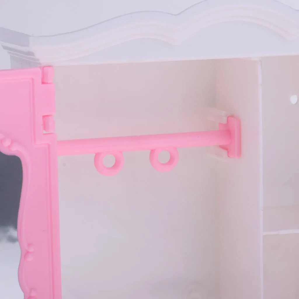 패션 인형 옷장 미니어처 플라스틱 옷장 인형집 1/6 가구 세트 역할 놀이 및 어린이 선물용