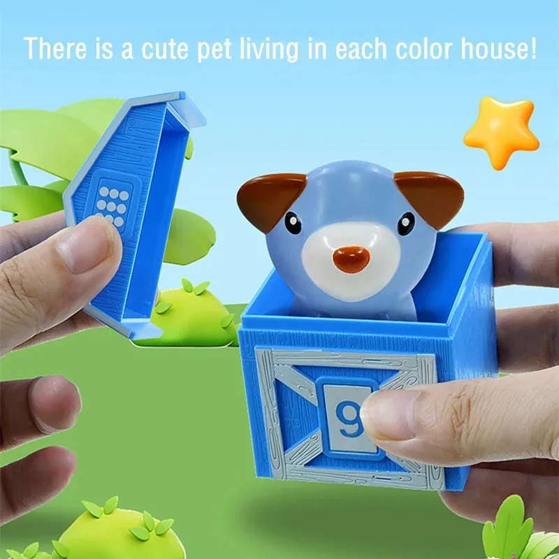 Bauernhof Tier Passenden Haus Montessori Spielzeug Für Kleinkind Regenbogen Finger Puppe Anzahl Erkenntnis Farbe Sortierung Paarung Spiele – Detail 11
