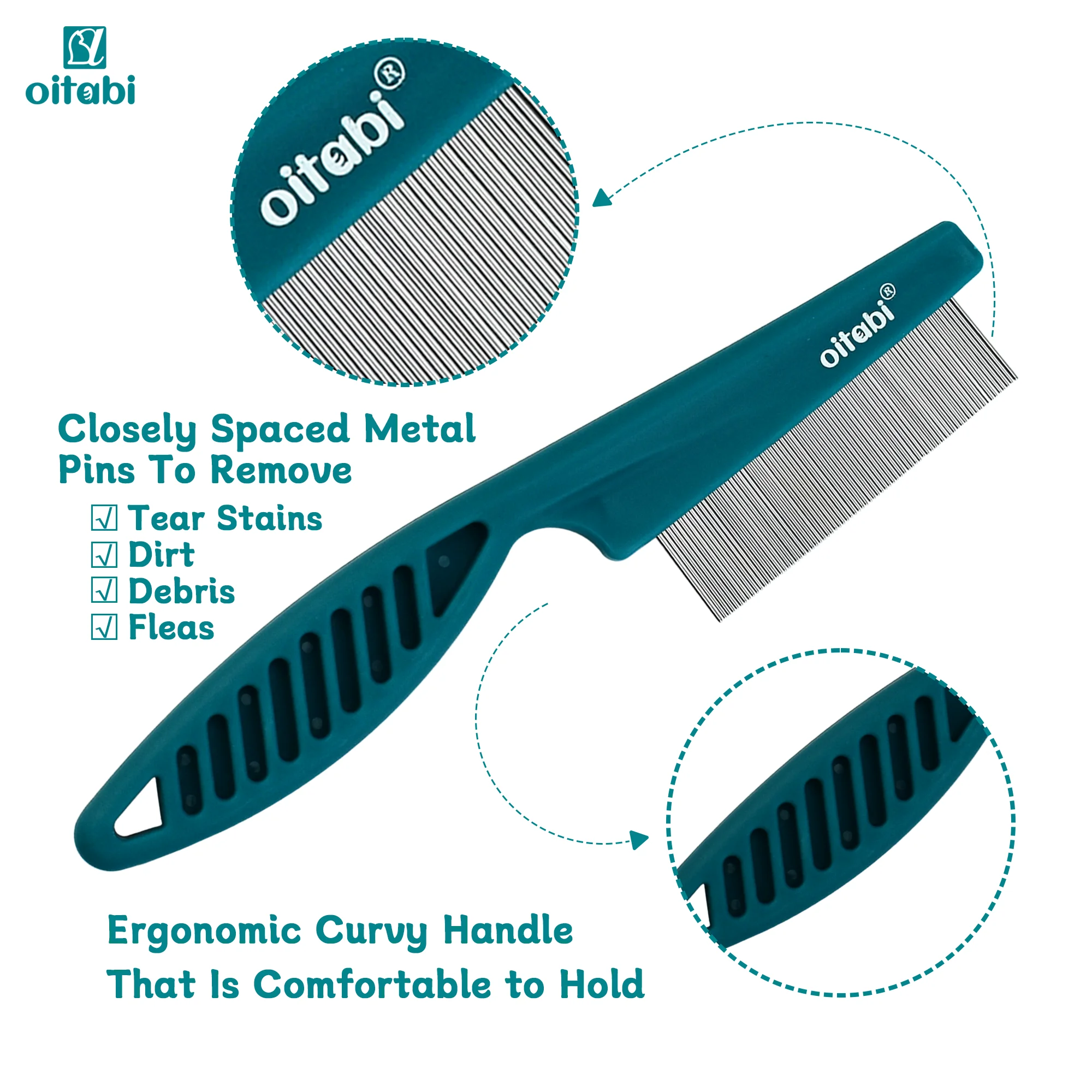 Oitabi 1/2 قطعة مشط وجه الكلب مشط برغوث للكلاب غرامة الأسنان المسيل للدموع مزيل البقع ، يزيل قشرة بلغم البقع فرشاة الوجه للقطط #4