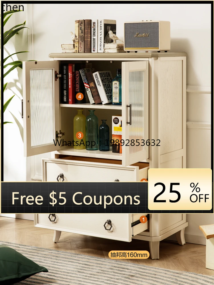 

wine cabinet simple side cabinet cream wind living room stand bookcase storage wall glass door display