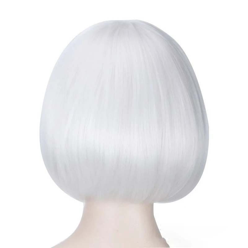 YoRHa n. 2 Tipo B Gioco Ruolo Capelli corti Bar Esegui abbigliamento Partita Argento Bianco Bob Taglio di capelli Gioco NieR Automata Parrucca protagonista