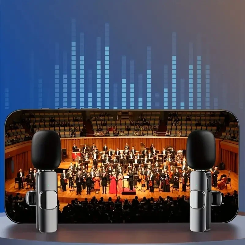 1 in 2Wireless Collar Clip Microphone Noise Reduction Radio For Phone Live Video Recording Vlog Anchorman Recording Equipment