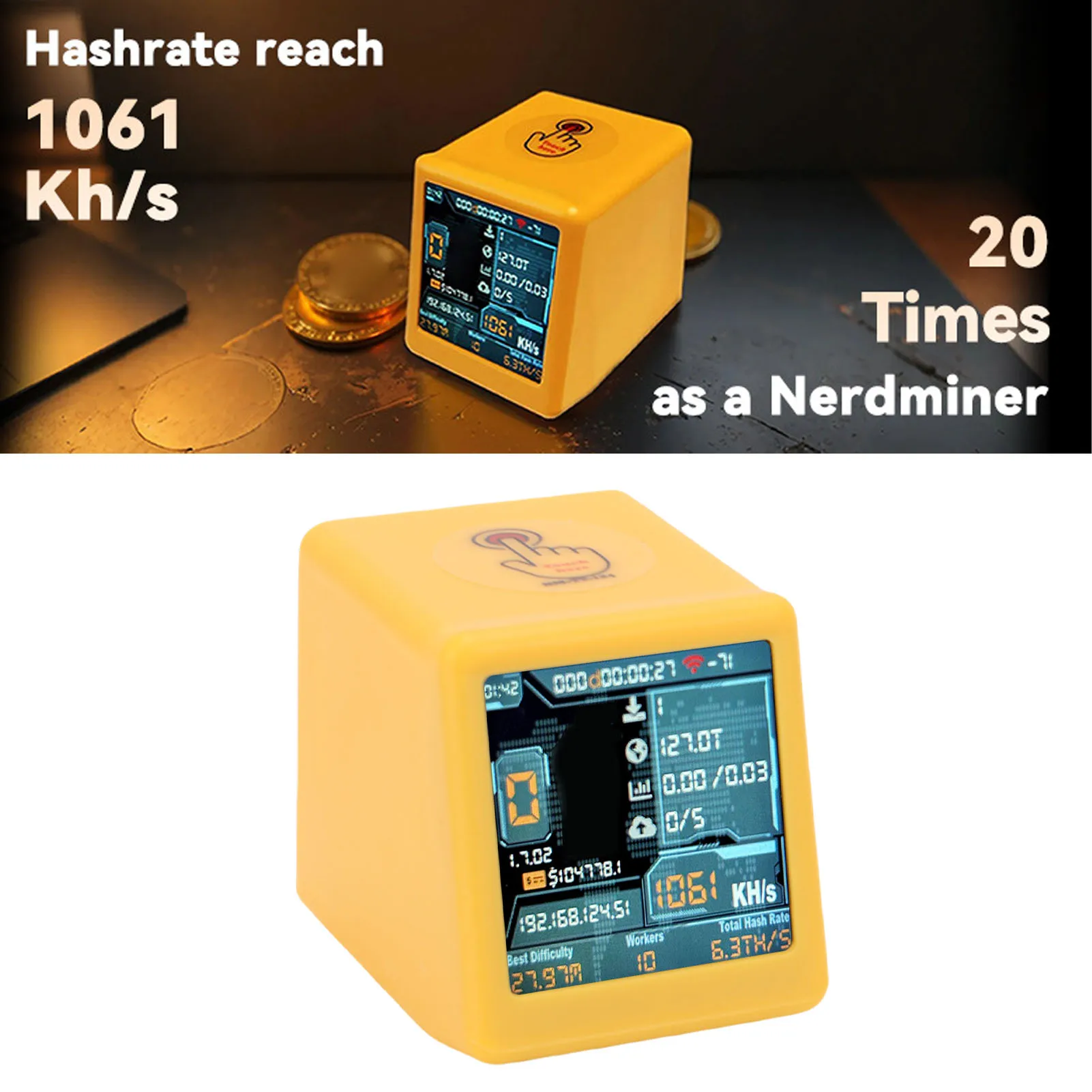 جهاز تعدين اليانصيب المنفرد WiFi BT 1060KH/s Hashrate 1.54 بوصة شاشة ذكية لسطح المكتب آلة تعدين العملات المشفرة لـ Bitcoin Dogecoin