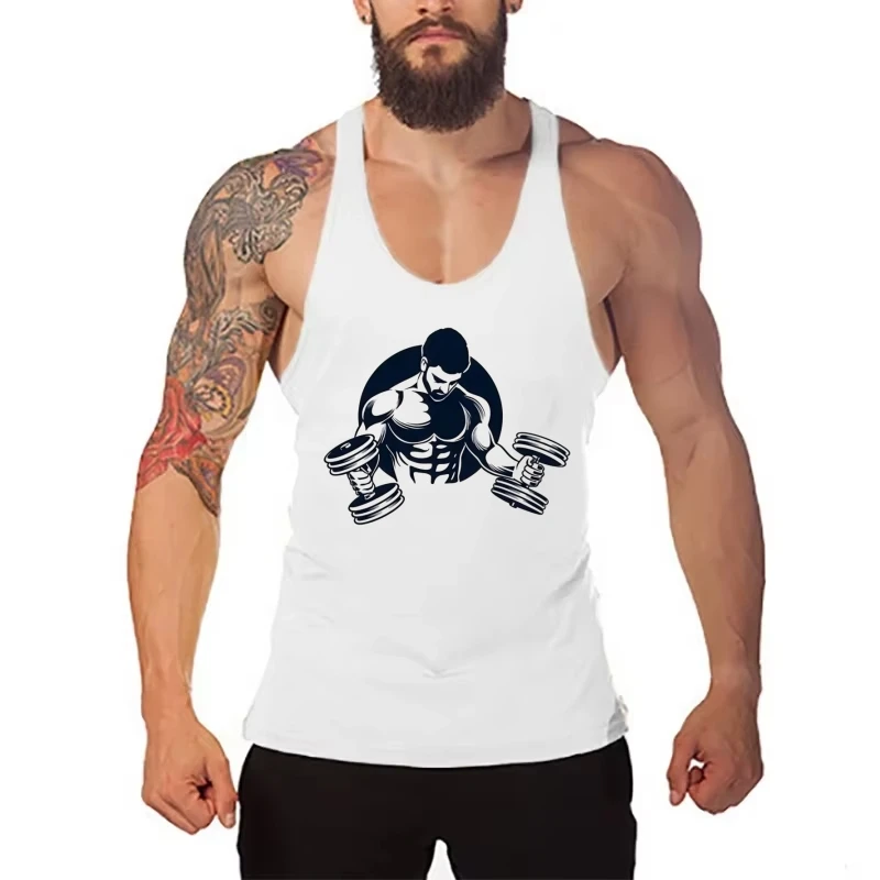 Men's Pure Cotton Bodybuilding Vest, Slim Fit Sleeveless Gym Tank, Fitness Muscle Stringer Shirt for Intense Workouts
