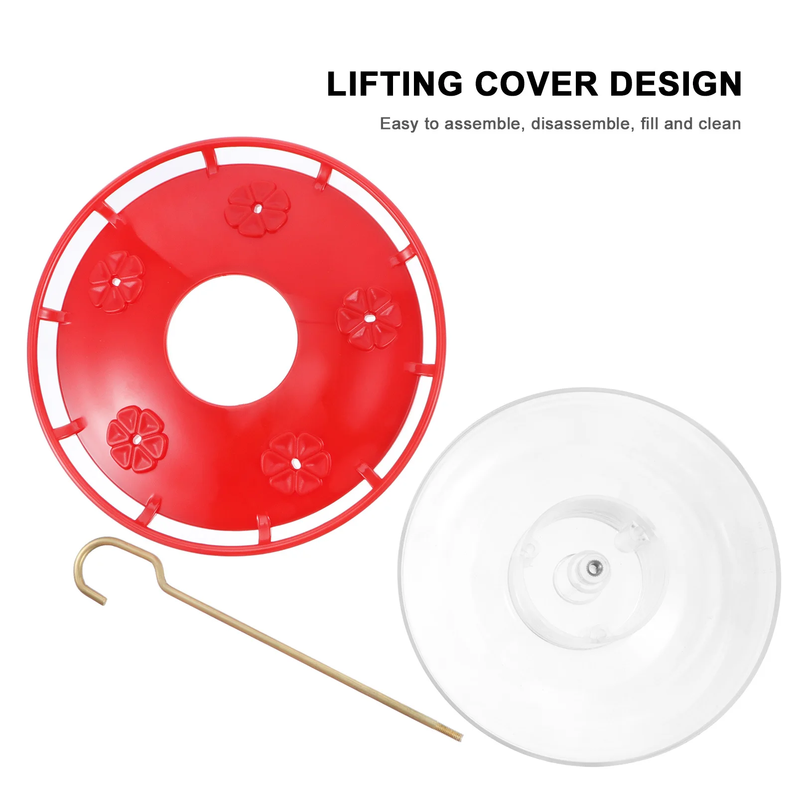 

Hanging Hummingbird Feeder Plastic Garden Outdoor Small Dome Shape Flower Port Waste Proof Bird Feeder Supplies