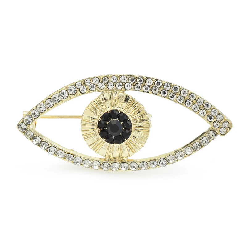 Wuli&baby Classical Eye Brooches For Women Unisex 2-color High Quality Rhinestone Beautiful Party  Office Brooch Pins Gifts