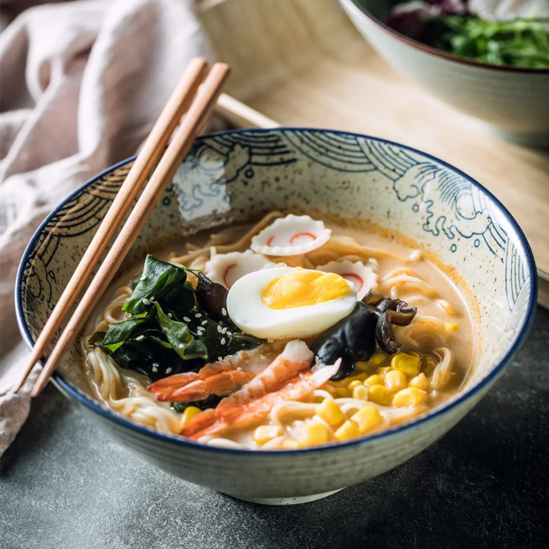 8inch Trumpet-shaped Bowl Japanese-style Ramen Bowl Household Soup Noodle Ceramic Bowl Conical Bowl Tableware