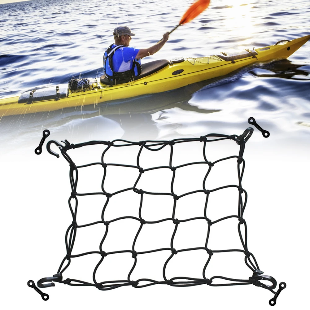 38x38cm kayak deck cargo net Buckle hook Heavy duty nylon luggage net bungee net Marine accessories