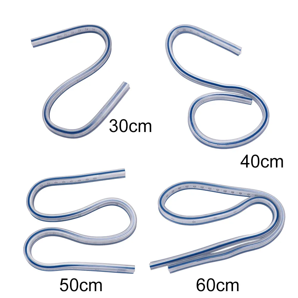 Plastic Snake Shaped Ruler Serpentine 30cm 40cm 50cm 60cm Curve Ruler Flexible Professional Flex Curved Ruler Quilting