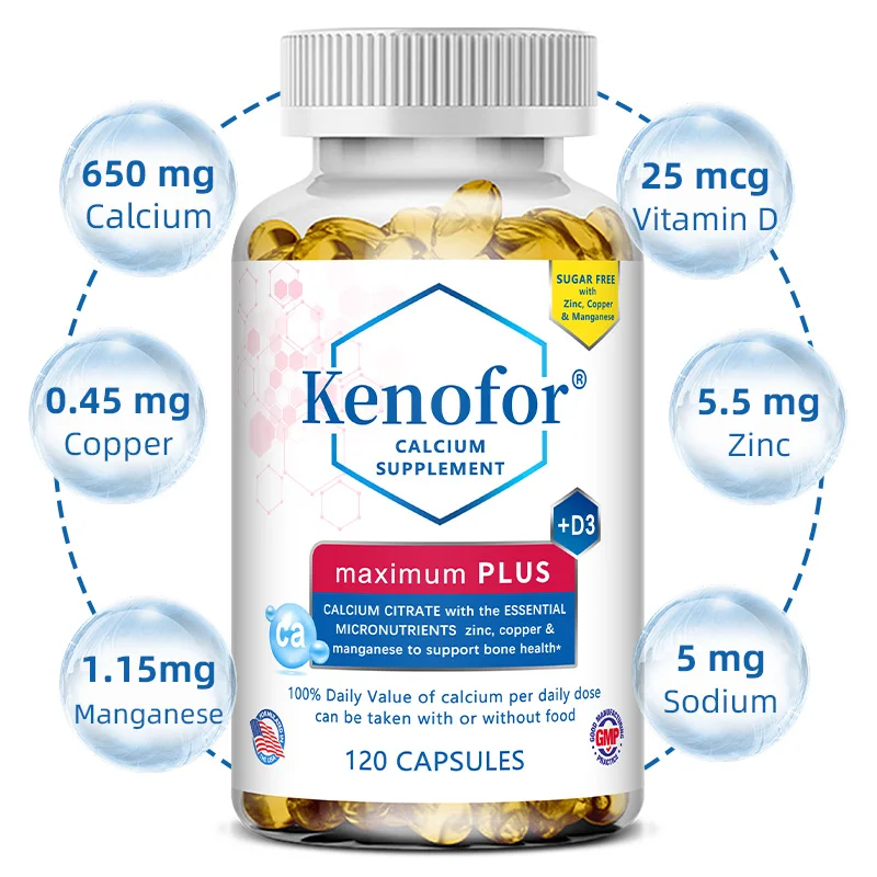 

Calcium Magnesium Zinc Supplement - Supports Bone and Dental and Nervous System Health, Improves Mood,120 Capsules