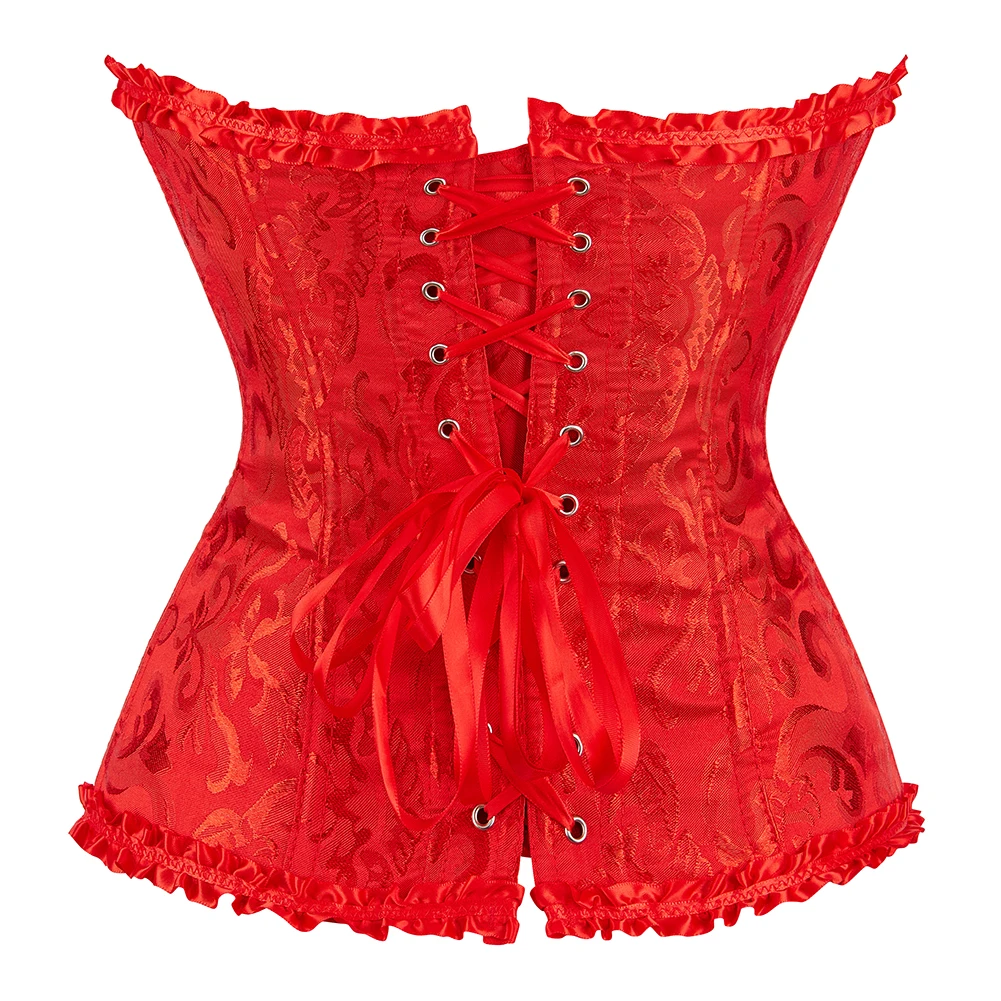 10 Colors Can Be Chosen Women Body Shaper Size XS To 6XL Vintage Pleated Corset Bustier With G String 810#