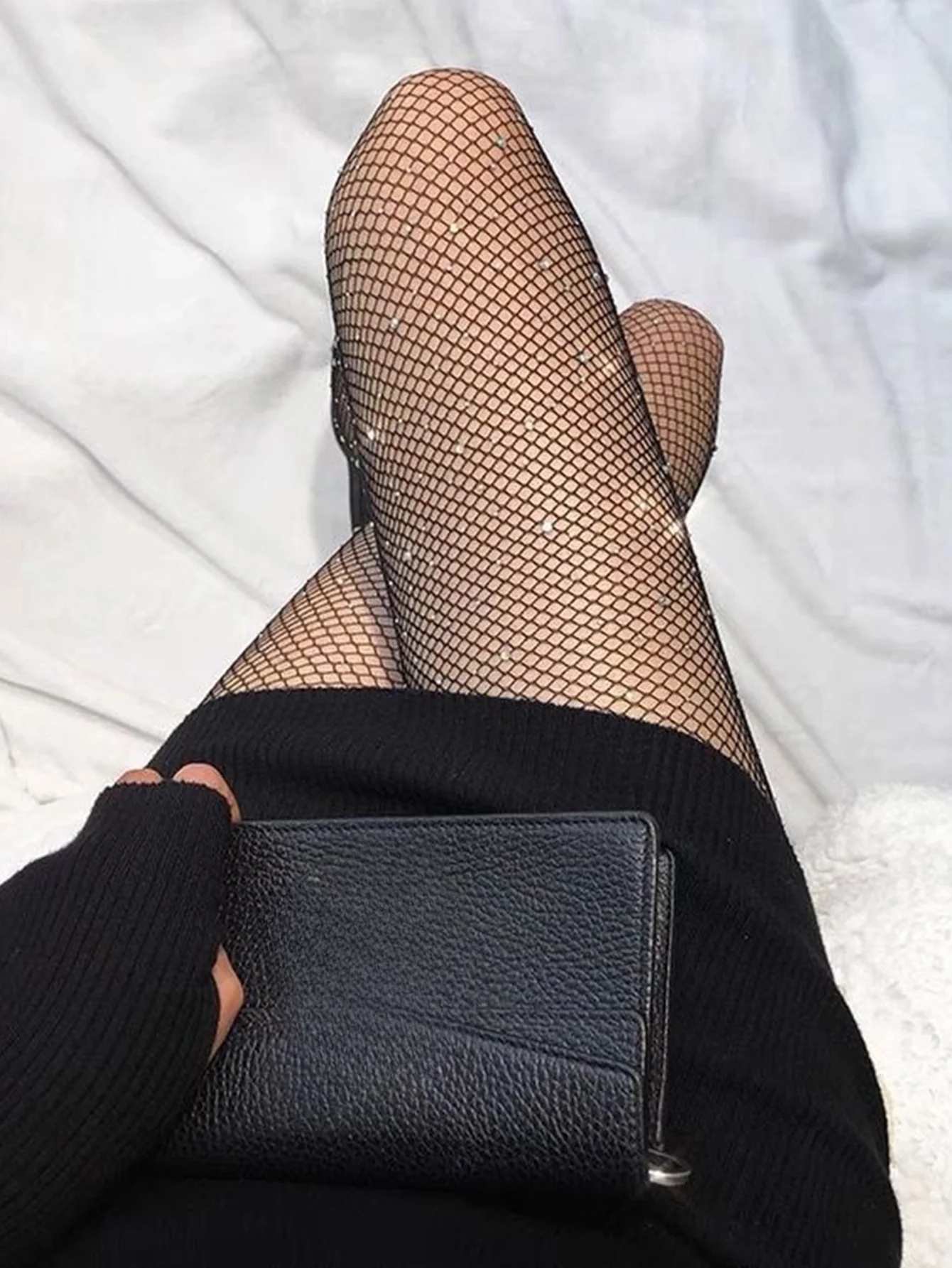 1pcs diamond black-and-white stockings for women hook-proof fishnet stockings