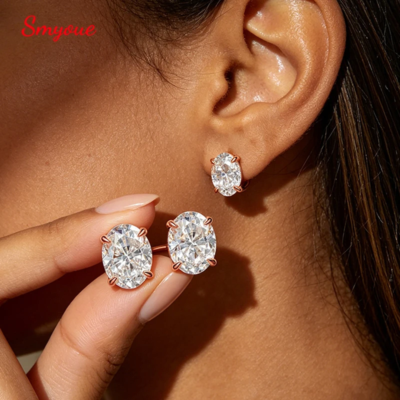 

Smyoue 0.5-5CT Doveggs Moissanite Stud Earrings for Women Bridal Oval Cut Ear Jewelry Lab Diamond 100% S925 Sterling Silver