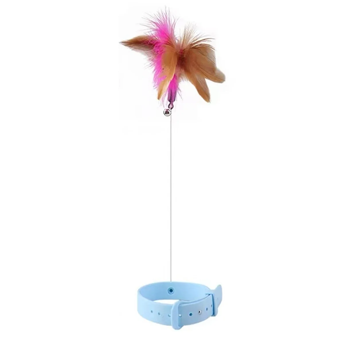 

Blue Interactive Cat-Toys Funny Feather Teaser Stick with Bell Pets Collar Playing Teaser Wand Training Toys for Cats