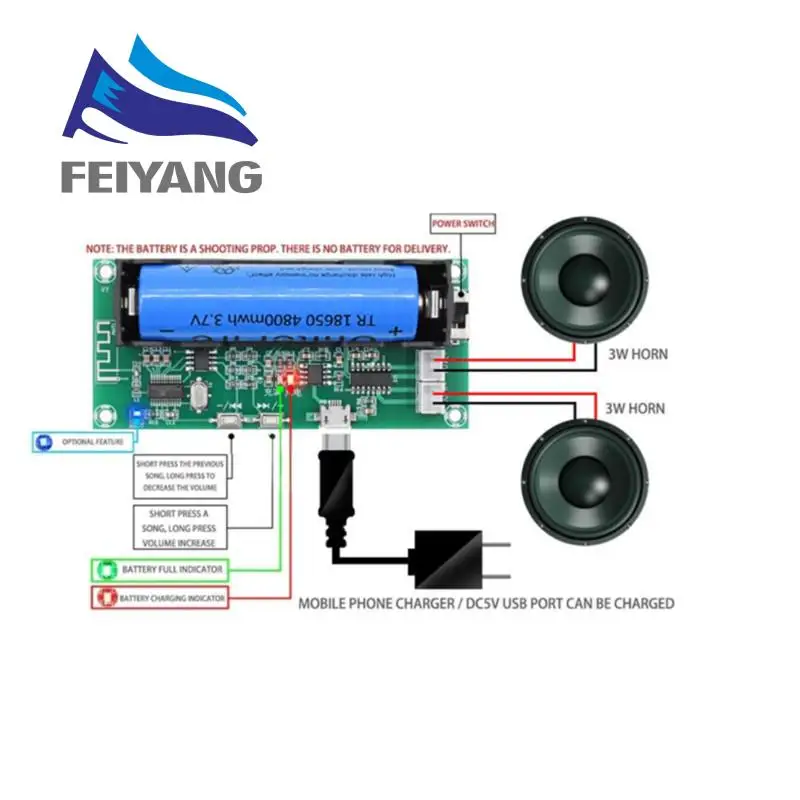 XH-A153 Lithium Battery Bluetooth 5.0 Dual-channel 2 Ch Channel Stereo Low Power Amplifier Board 3W+3W DC 5V PAM8403 Chip