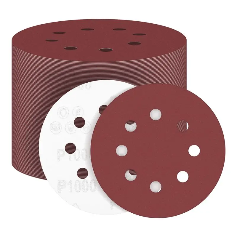 

100 PCS 5 Inch 8 Holes Hook And Loop Sanding Disc Sandpaper, 20 Pcs Each Of 600 800 1000 1500 2000 Grits Sand Paper For Random T