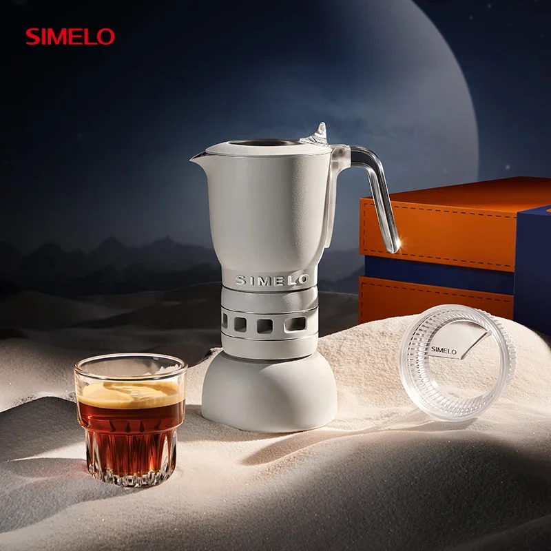 SIMELO Electric Mocha Pot Fresh extract Coffee Gift Box Electric pottery furnace Mocha Pot Set Aluminum Moka Pot Coffee Maker