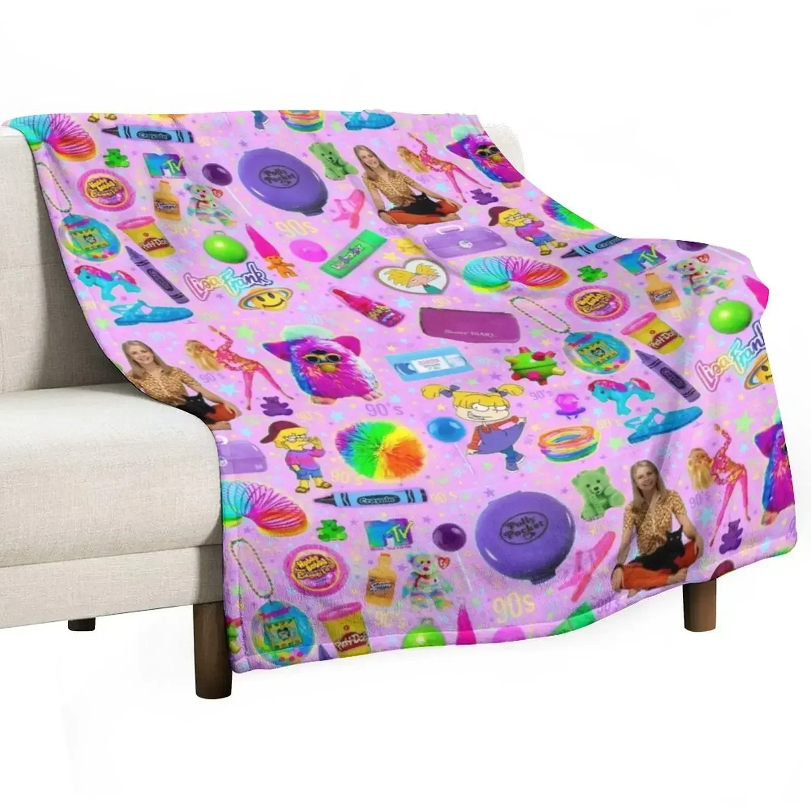 

Bubblegum Nineties Throw Blanket Faux Fur Soft Warm Blanket for Bed