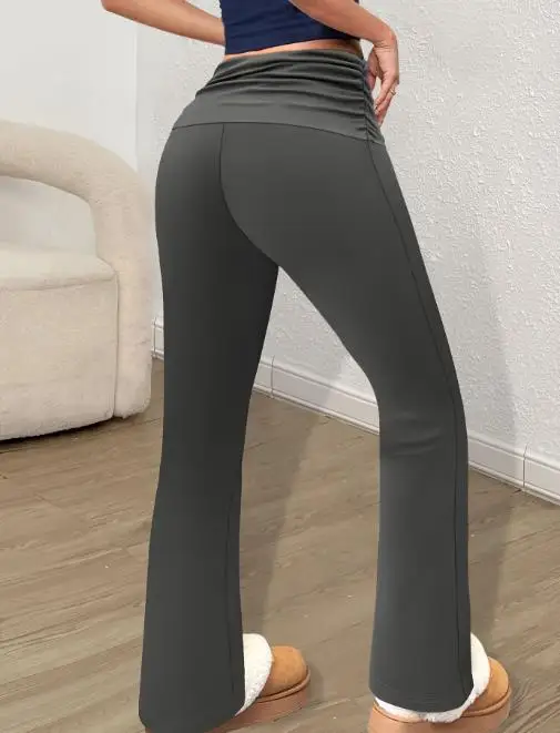 

Women's Pants Fashion 2025 New Style Elegant and Personalized Fashion Pleated and Folded Waist Knitted Bottom Micro Flared Pants