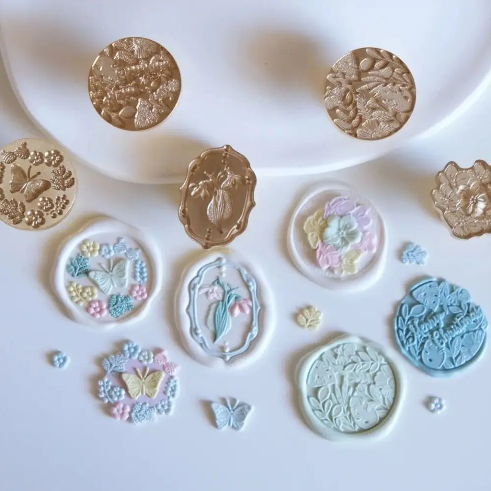 DIY أداة فراشة ختم من الشمع ختم ندفة الثلج القابلة للإزالة الرجعية ختم الشمع ختم رئيس فراشة على الطراز الأوروبي