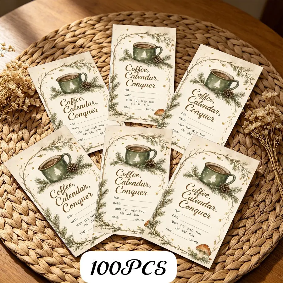 100PCS Christmas Appointment Reminder Cards, Winter Coffee Style Appointment Cards, Used for Hair Salons and Dental Clinics