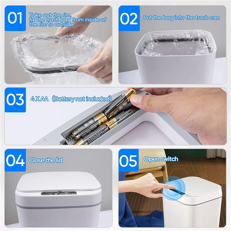 

Fast！Smart Touchless Motion Sensor Trash Can 3.7 Gallons Bathroom Trash Can with Lid Automatic Trash Can for Kitchen
