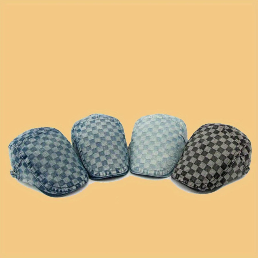 

Simple Retro Berets Square Washed Denim Newsboy Cap Outdoor Sports Cycling Travel Forward Cap Literary Youth Painter Hat