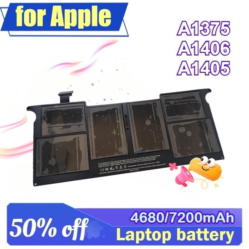 

4680mAh/7200mAh Laptop Battery for Apple Macbook Air 11 13 Inch A1466 A1370 A1369 A1465 A1375 A1406 A1405 A1377 Batteries