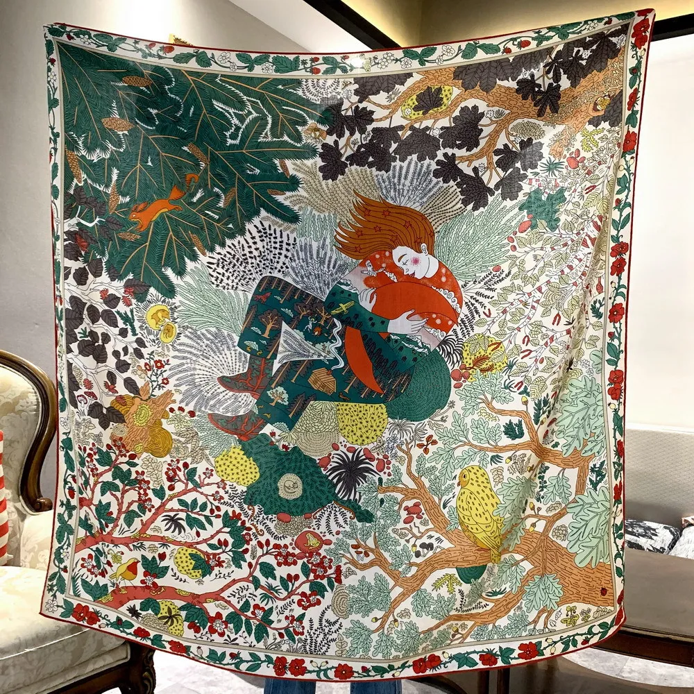 

Winter Warm Scarfs Luxury Designer Women Silk Wool Scarves Wraps Large Bandanas Stole Hand Rolled Scarfs 135CM