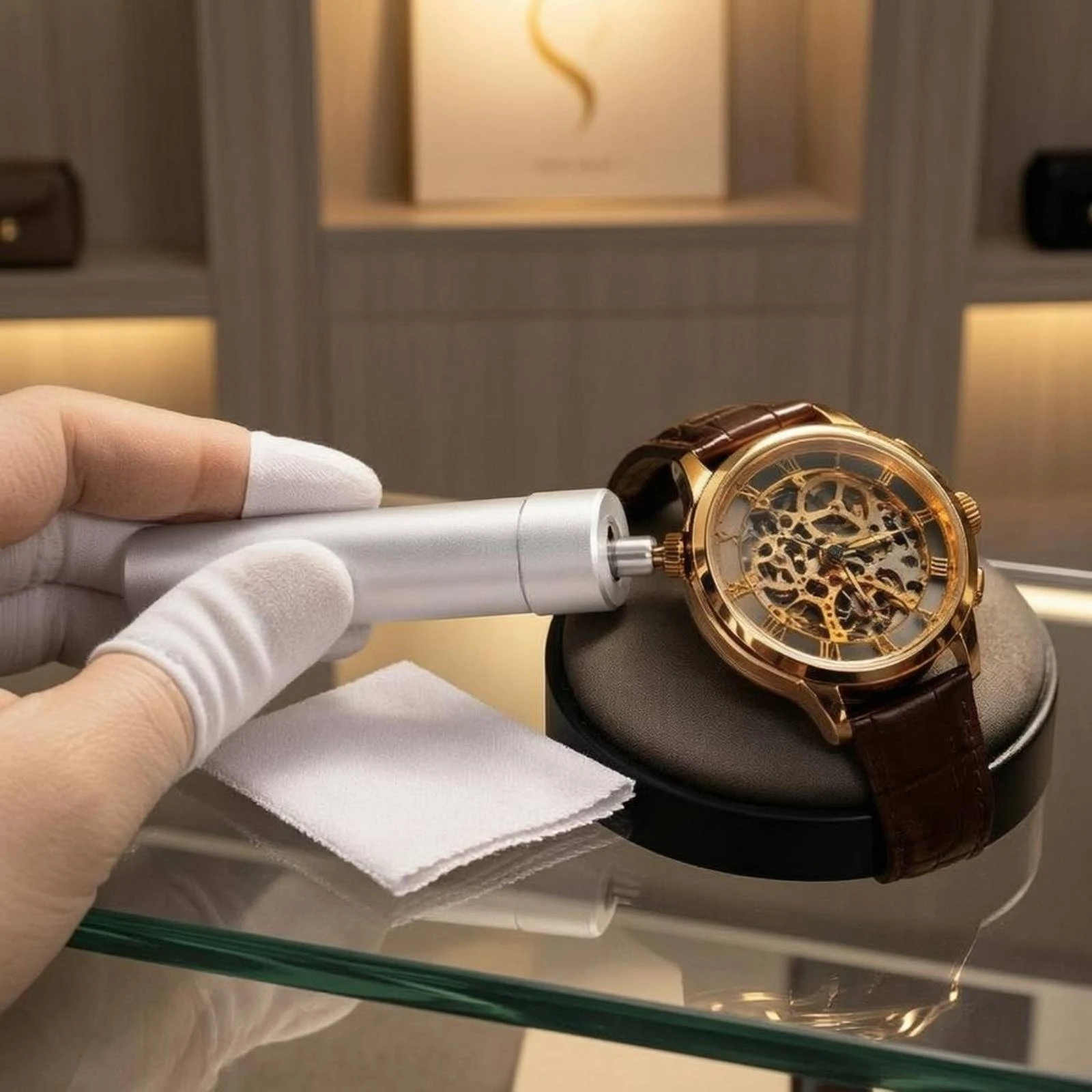 

Watch Crown Winding Tool Aluminum Alloy Handheld Crown Winder USB-C Watch Winding Tool Black Storage Case Silver