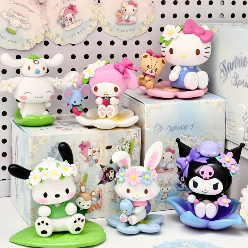 

Горячая оригинальная слепая коробка Sanrio, серия весенних цветов, загадочная коробка, милая модель Kawaii, кукла, любимое украшение для девочек, кулон, подарок