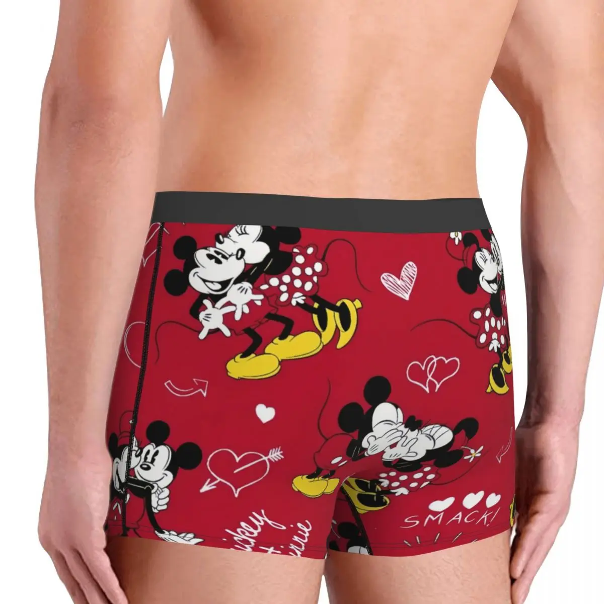 Desenho animado personalizado disney Roupa interior de Mickey Mouse masculina, Boxer respirável, cuecas, calções, calcinhas, cuecas macias, masculino