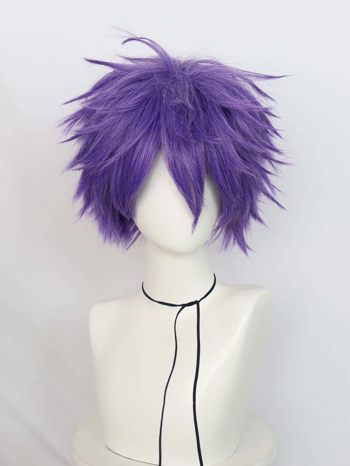 

﻿ Synthetic Hair Short Straight Purple Cosplay Wig with Bangs Anime Halloween Carnival Comic Exhibition Natural COS Wig