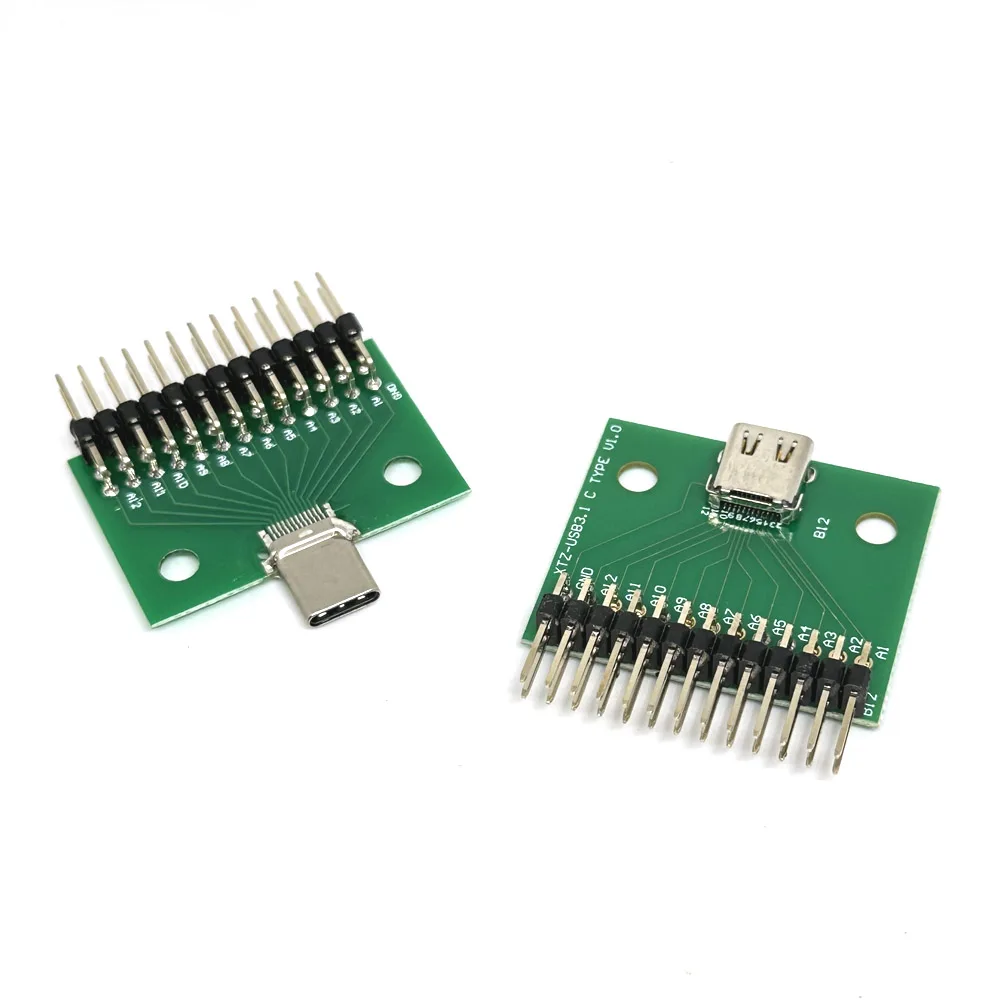 Type-C Male to Female USB 3.1 Test PCB Board Adapter Type C 24P 2.54mm Connector Socket For Data Line Wire Cable Transfer