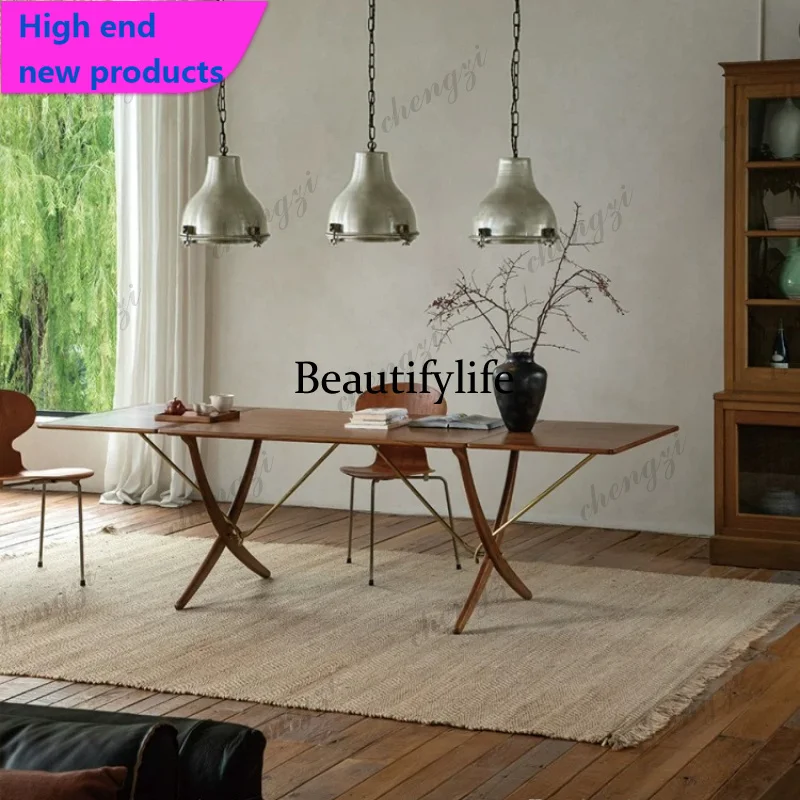 Folding table\ Medieval retro style solid wood dining table worktable furnitureA68
