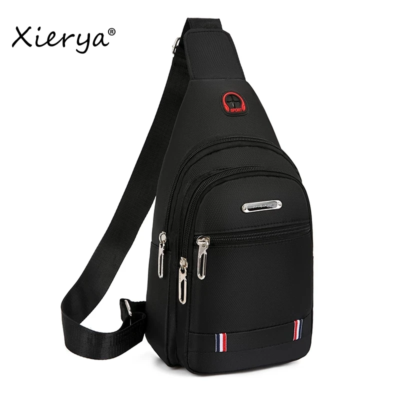 Xierya Men Crossbody Bag Simple Storage Bag for Travel Outdoor Small Black Messenger Bags Coffee Shoulder Bag Solid Color Pocket