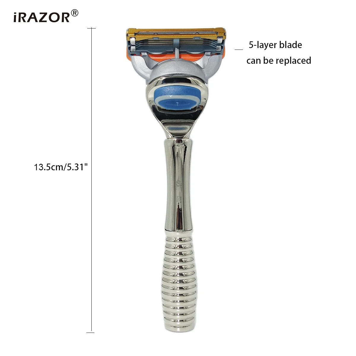 iRAZOR Man F5 5-layer Fusion Blade Safety Razor Manual Shaver Heavy Weight Handle Barber Tool for Husband Father Gift