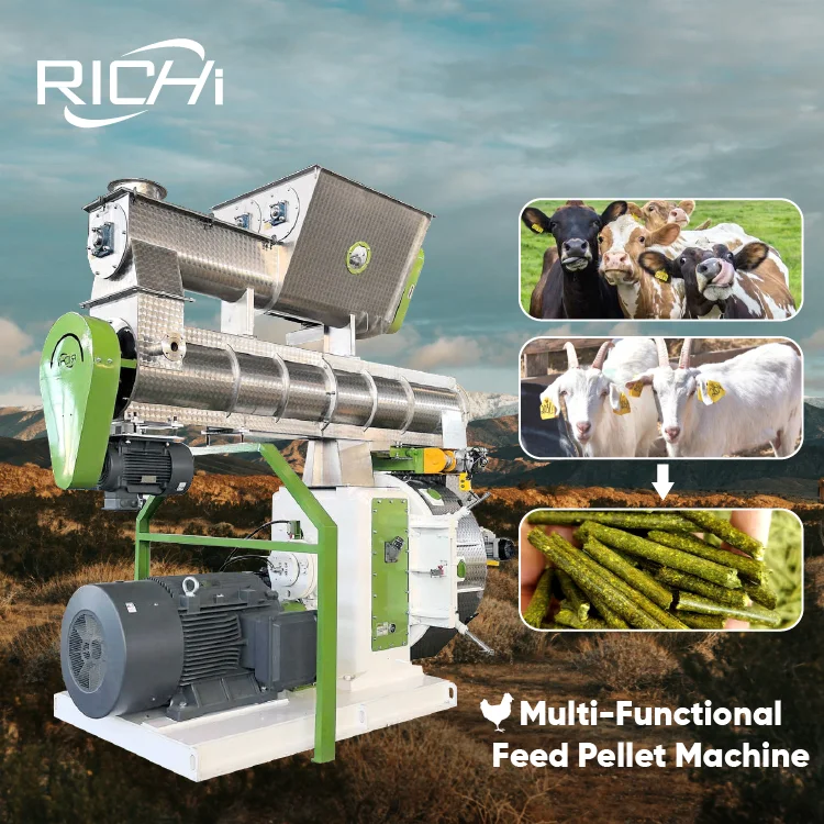 ATV&UTVRICHI 3tph Cattle Feed Pellet Mill - Multi-functional Grass New Cattle Feed Alfalfa Pellet Mill