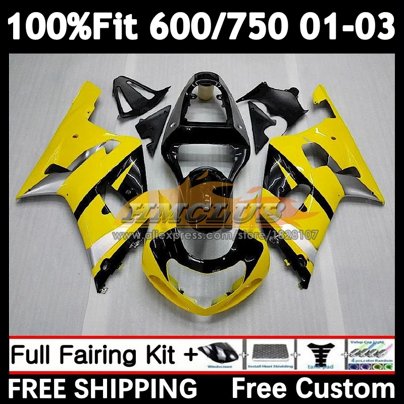 

Injection Body For SUZUKI GSXR 750 600 GSXR600 2001 2002 2003 12No.1 GSXR-600 K1 GSXR-750 GSXR750 01 02 03 Fairing yellow black