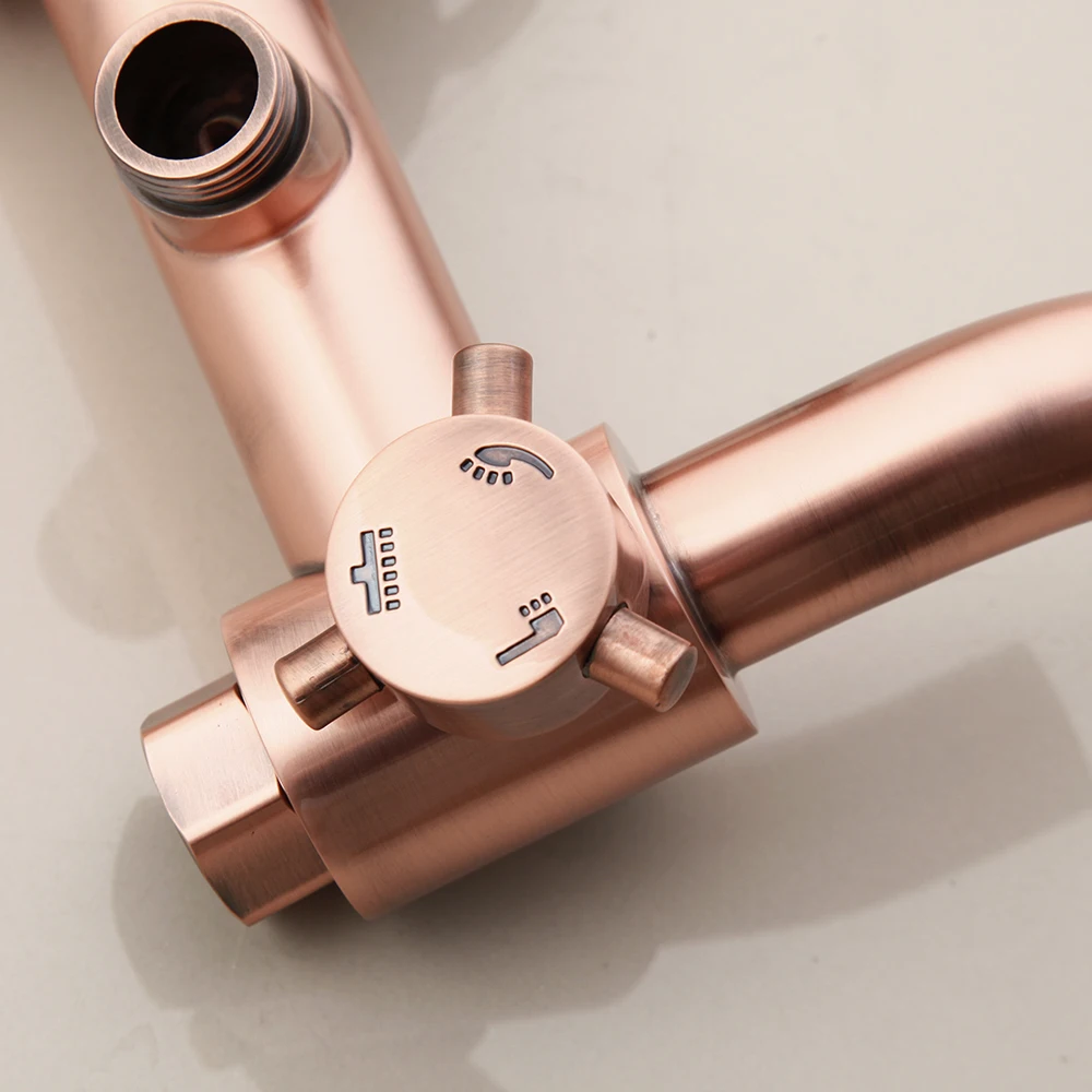 Imagem -03 - Kemaidi-conjunto de Chuveiro de Banheiro Chuveiro de Chuva Sistema de Chuveiro de Banho Rosa Misturador de Banheira Torneiras de Água Fria e Quente Torneira de Punho Duplo