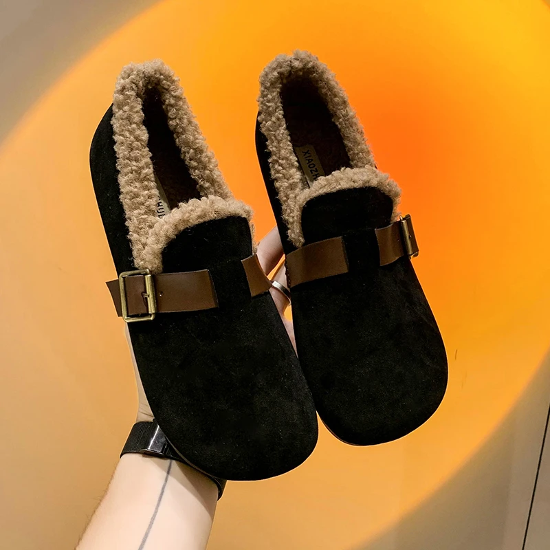 Mocassini classici in Shearling Birken donna inverno nuovo cinturino con fibbia stivaletti da donna Slip-on Furry peluche scarpe basse calde