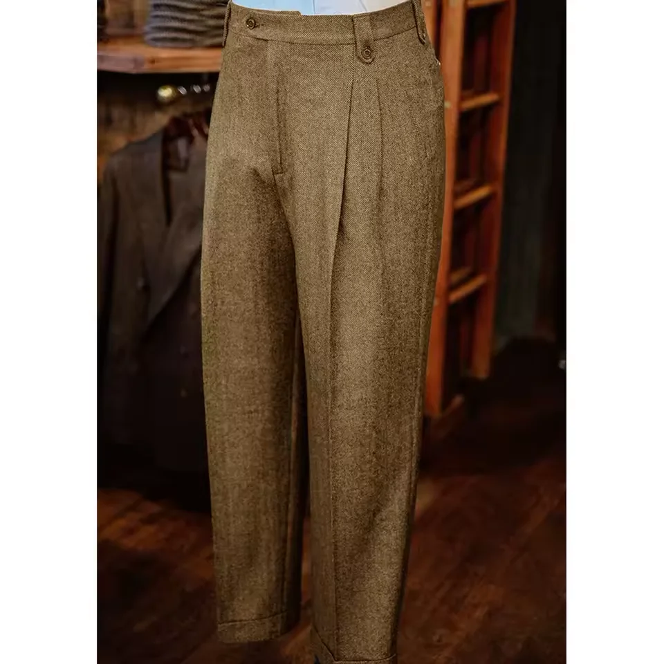 남성용 블레이저 헤링본 싱글 브레스티드 캐주얼 수트 슬림 편안한 칼라 아우터웨어 코트 바지 통기성 비즈니스 핫 세일