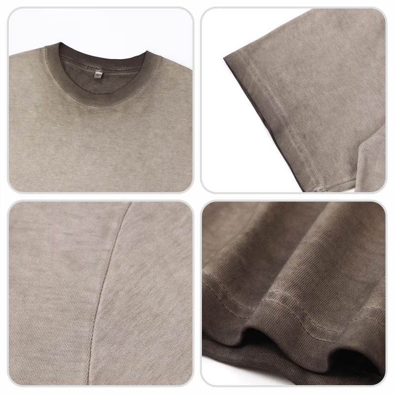 Womens vintage washed Gradient Short sleeve Crewneck Skinny Summer Slim Fit Tee Customized T-shirts free printing logo images