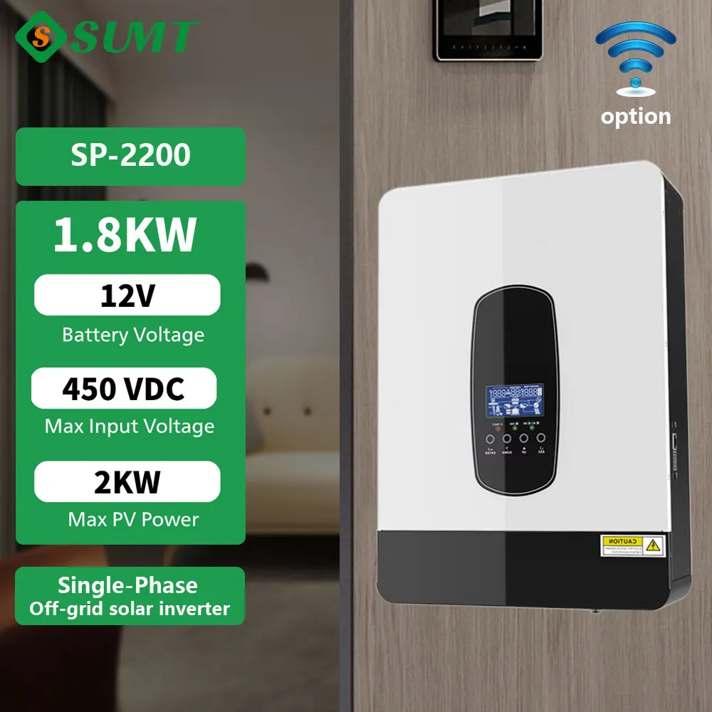 S SUMT SP-2200 1.8KW Hybrid Solar Inverter 12V Pure Sine Wave Off Grid Inverter MPPT Solar Charger for Home