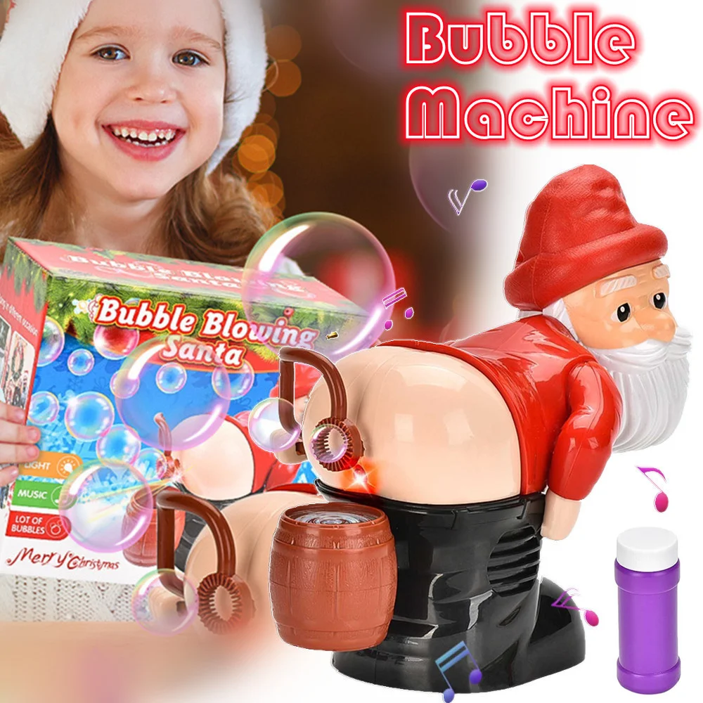 Weihnachten Kinder Geschenk Weihnachten Lustige Blase Spielzeug Santa Claus Blase Maschine Elektrische Santa Butt Blow Blase Mit Musik Lichter Weihnachten