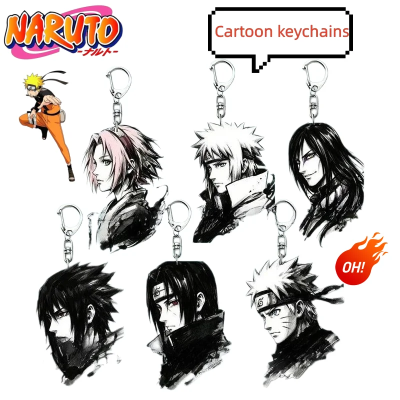 Cartoon Naruto High Quality Acrylic Keychain Uzumaki Naruto Sasuke Creative Fashion Anime Simple Funny Backpack Pendant