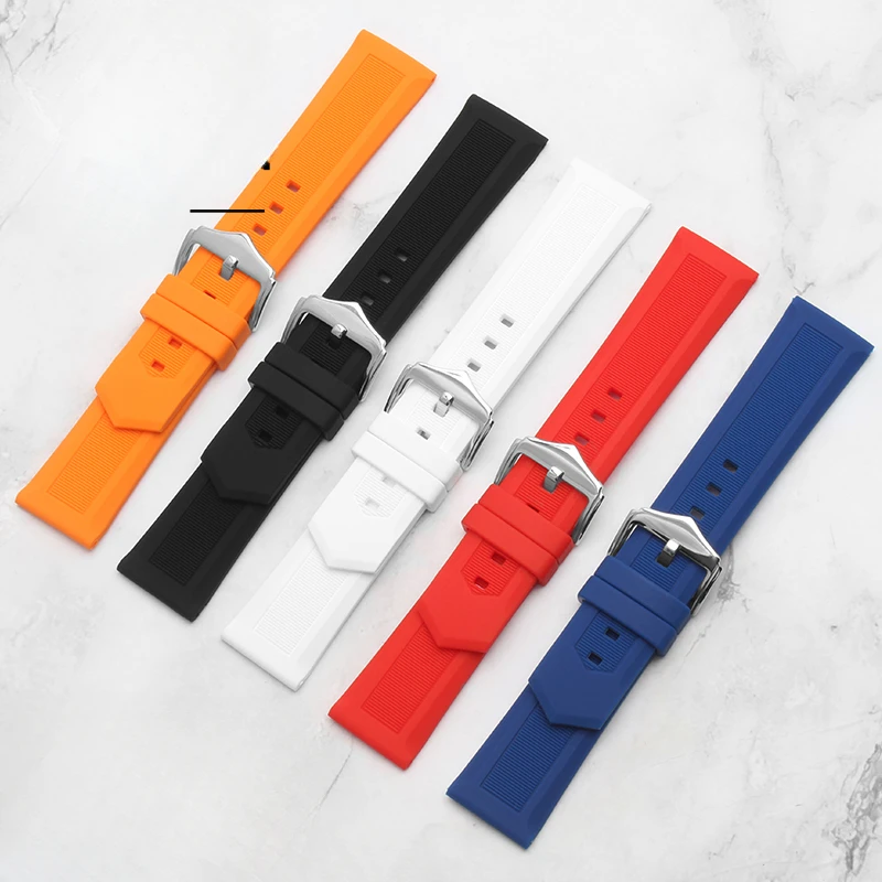 Waterproof Sweat-Proof Watchbands Rubber Silicone Anti-Allergy Universal Replace Needle Buckle Watch Strap Men Women 22mm