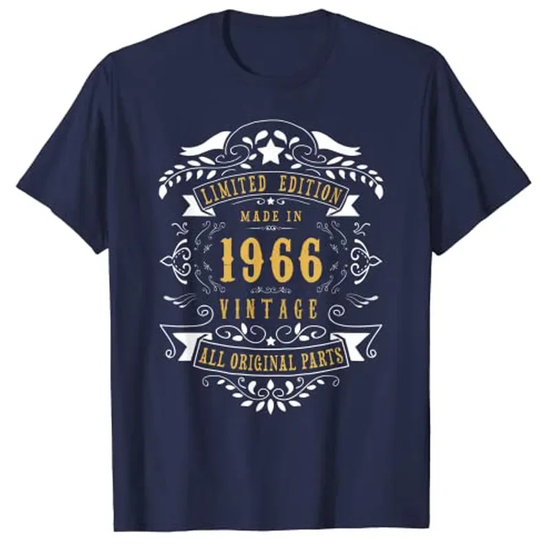 56 Years Old 56th Birthday Made Born In 1966 Men Idea T-Shirt Family Match Outfits Graphic Tee Tops Vintage Style Apparel Summer