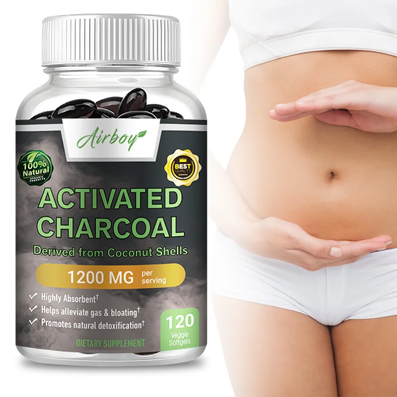 

Activated Charcoal Capsules - Helps Relieve Gas and Bloating, Detoxification, Gut Health and Improves Nutrient Absorption