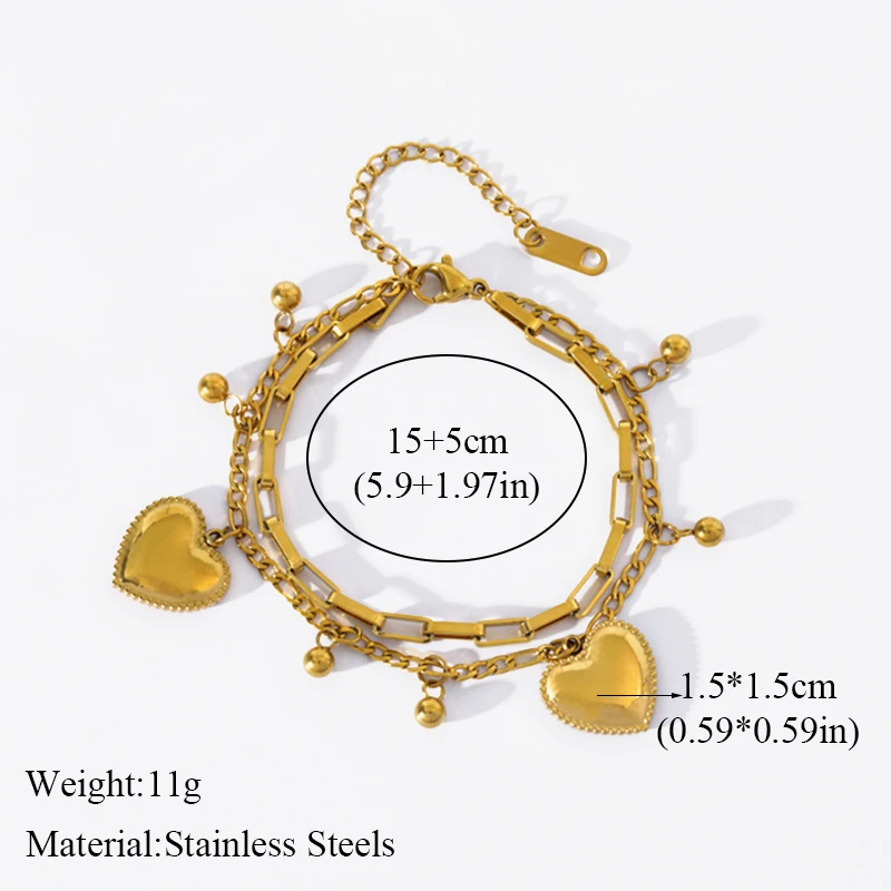GANPUP 316L Edelstahl Metall Goldfarben Mondperlen Armband Armreif Textur-Schmuck Trendige Handgelenkskette für Frauen Neues Geschenk – Detail 11
